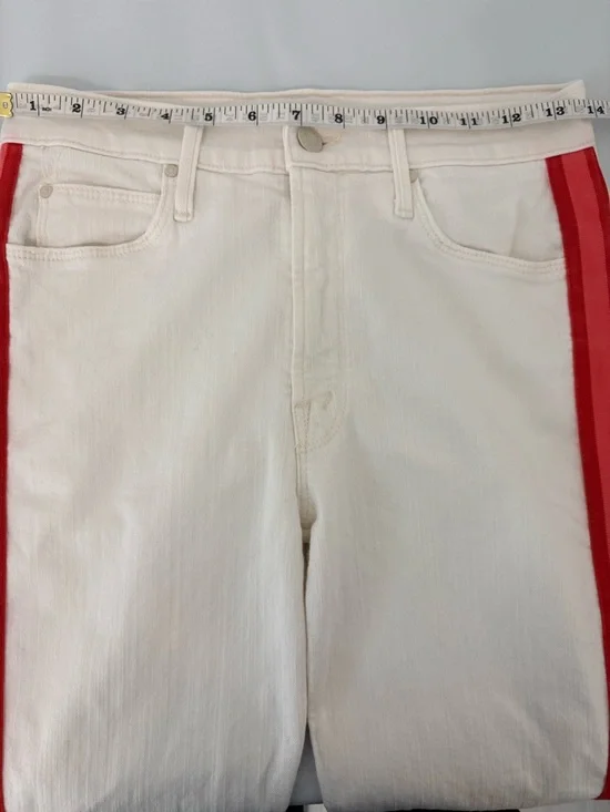 #319 MOTHER Retail $228 Mid Rise Dazzler Crop Sz 27 Whipping The Cream PinkRacer - Picture 11 of 15